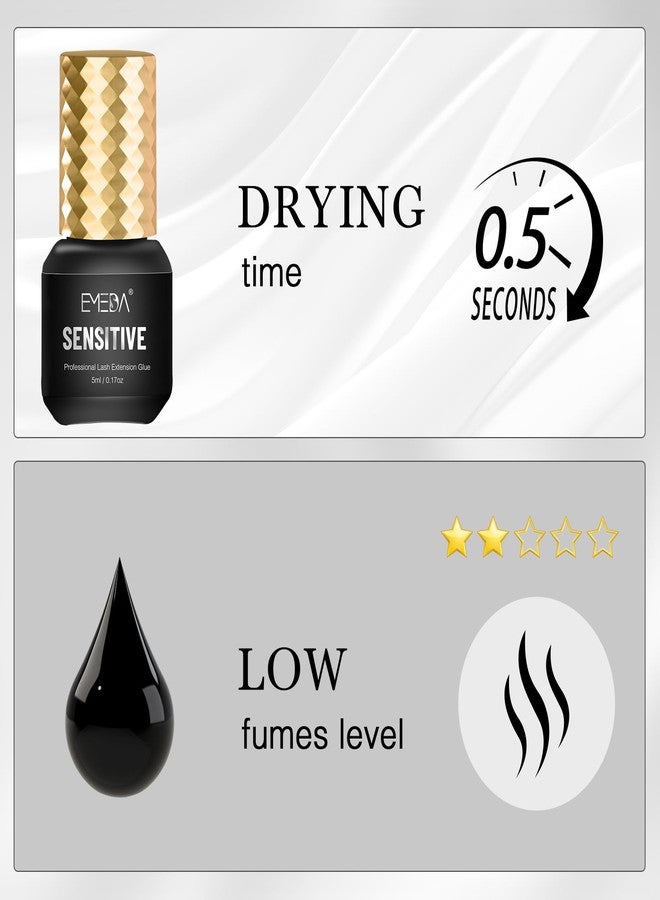 EMEDA Sensitive Lash Extension Glue - 0.5s Fast Drying Individual Eyelash Glue Retention 7 Weeks Waterproof Strong Hold Semi Permanent Adhesive for Lash Extensions Not for Beginners (5ml 0.5s) - Image 2